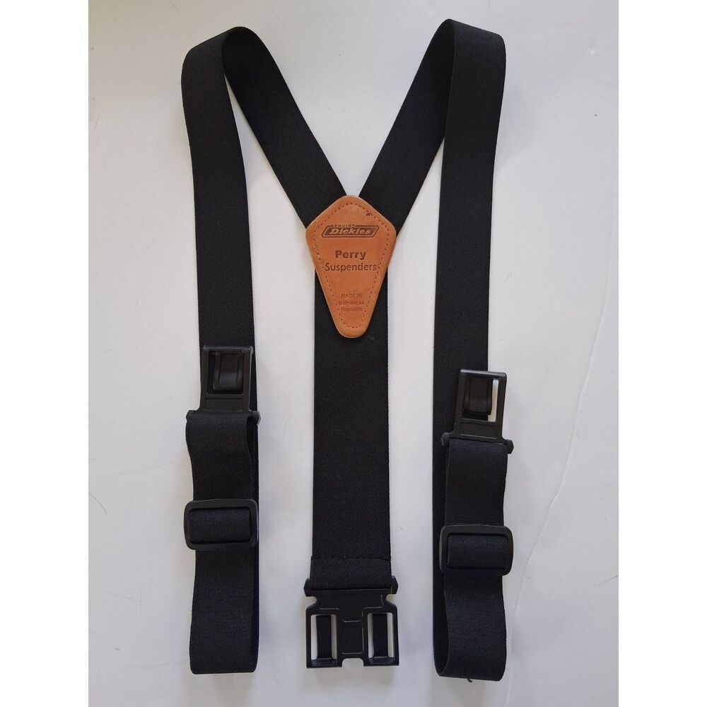 Dickies Perry Suspender Y Back Hook Clip Black Tan Adjustable Stretch Mens